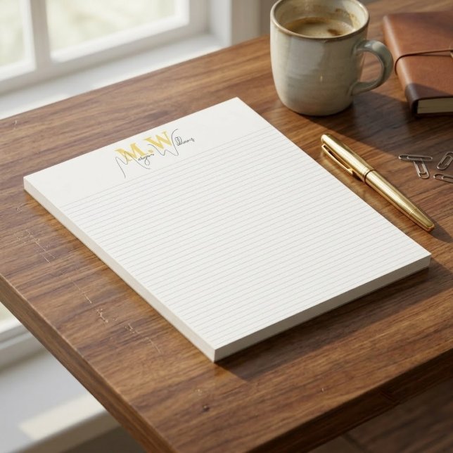 Benutzerdefinierter moderner minimalistischer Mono Notizblock (personalized script name memo pad, minimalist lined fridge note, custom simple lined desk pad)
