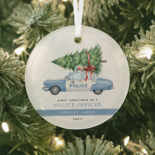 Benutzerdefinierter moderner Polizeibeamter erstes Ornament Aus Glas