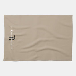 Benutzerdefinierter moderner Taupe Monogram Script Geschirrtuch