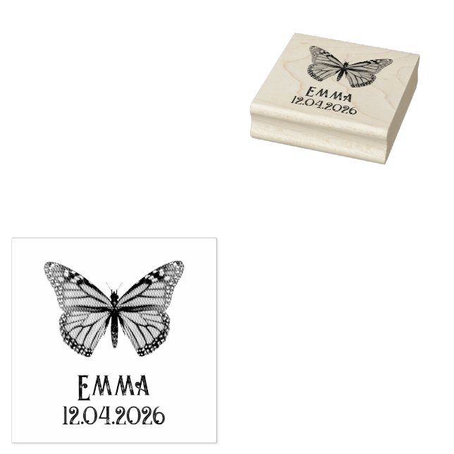 Benutzerdefinierter Monarch-Schmetterlingsname Dat Gummistempel (Stempel)