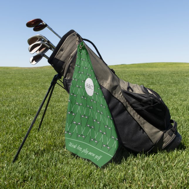Benutzerdefinierter Monogramm gemustert grün Golfhandtuch (Gras)