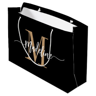Benutzerdefinierter Monogrammname Modern Script-Wi Große Geschenktüte
