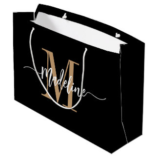 Benutzerdefinierter Monogrammname Modern Script-Wi Große Geschenktüte