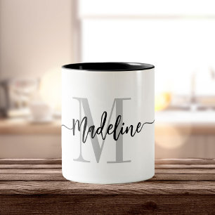 Benutzerdefinierter Monogrammname Modern Script-Wi Zweifarbige Tasse