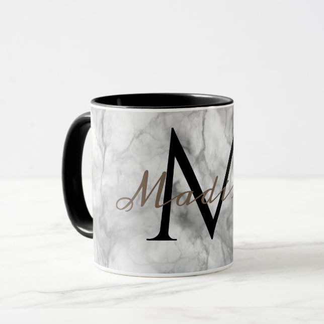 Benutzerdefinierter Monogrammname realistisches we Tasse (Vorderseite Links)