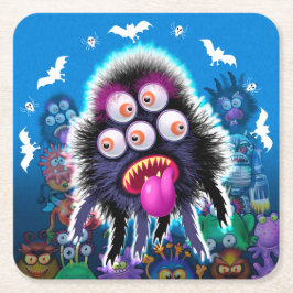 Benutzerdefinierter Monster-Halloween-Party-Unters Rechteckiger Pappuntersetzer