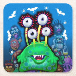 Benutzerdefinierter Monster-Halloween-Party-Unters Rechteckiger Pappuntersetzer