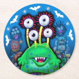 Benutzerdefinierter Monster-Halloween-Party-Unters Runder Pappuntersetzer