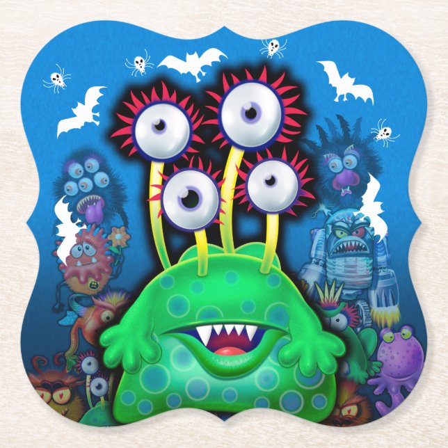 Benutzerdefinierter Monster-Halloween-Party-Unters Untersetzer (Vorderseite)