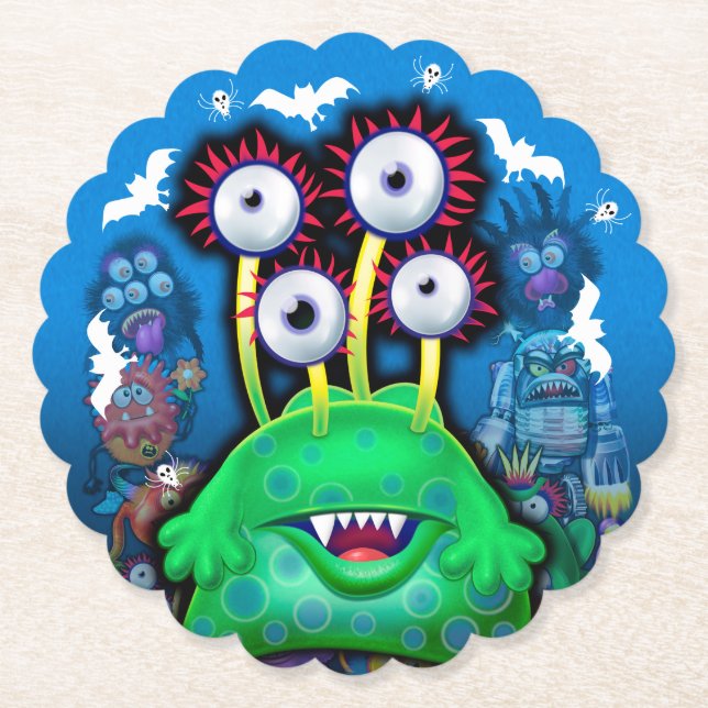Benutzerdefinierter Monster-Halloween-Party-Unters Untersetzer (Vorderseite)