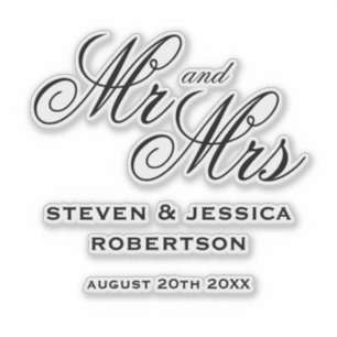 Benutzerdefinierter Mr und Mrs eleganter Vinyl-Auf Aufkleber