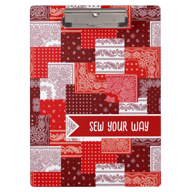 Benutzerdefinierter Näh-Patchwork-Bandana-Quilt-Mu Klemmbrett (Vorderseite)