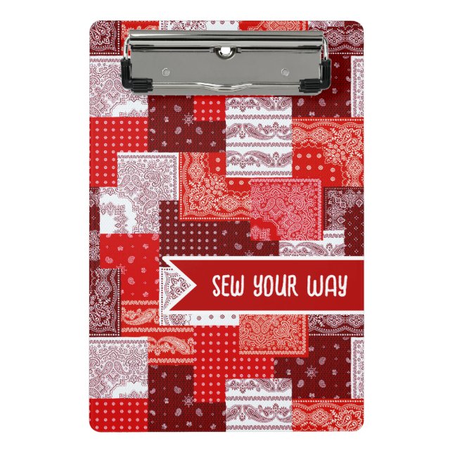 Benutzerdefinierter Näh-Patchwork-Bandana-Quilt-Mu Mini Klemmbrett (Vorderseite)