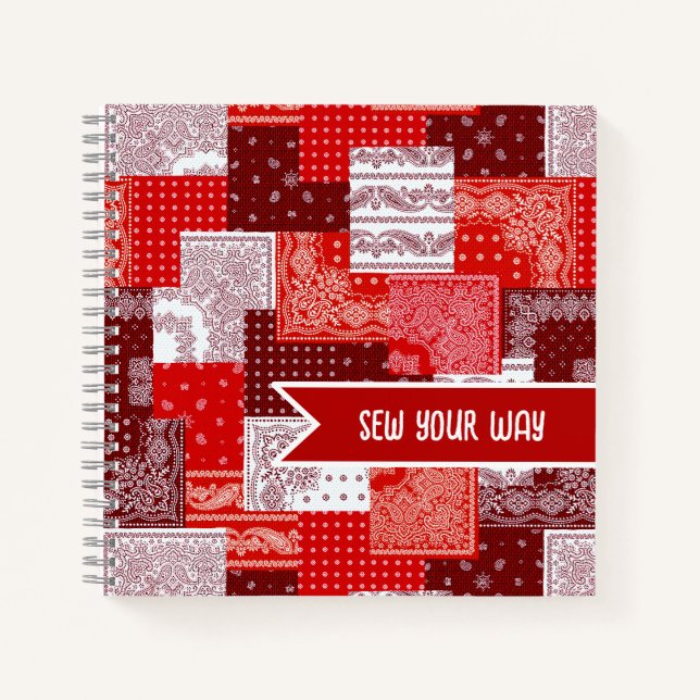 Benutzerdefinierter Näh-Patchwork-Bandana-Quilt-Mu Notizbuch (Vorderseite)