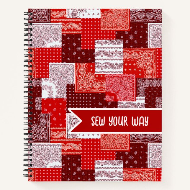 Benutzerdefinierter Näh-Patchwork-Bandana-Quilt-Mu Notizbuch (Vorderseite)