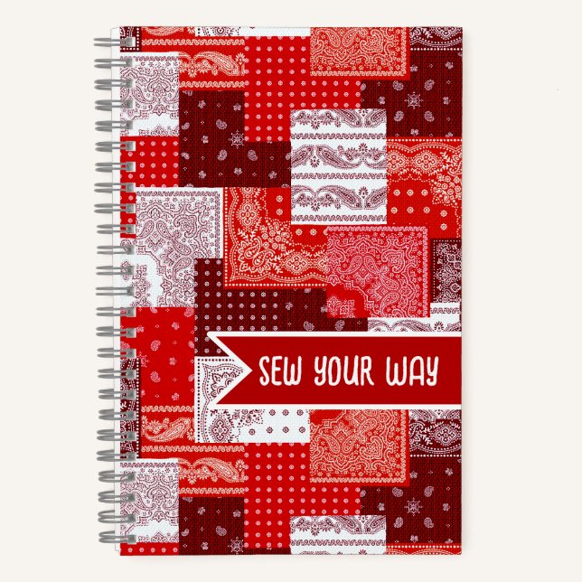 Benutzerdefinierter Näh-Patchwork-Bandana-Quilt-Mu Notizbuch (Vorderseite)