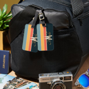 Benutzerdefinierter Name 70er Retro Farbige Horizo Gepäckanhänger