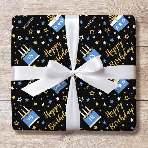 Benutzerdefinierter Name Alter Geburtstagskuchen B Geschenkpapier