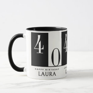 Benutzerdefinierter Name & Alter Schwarz-Weiß-Gebu Tasse
