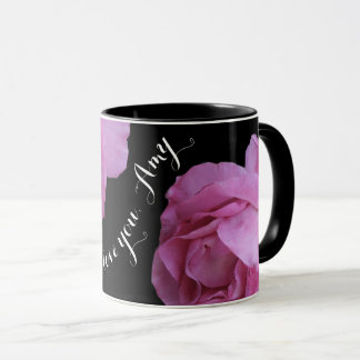 Benutzerdefinierter Name Amy hübsch rosa Rosen Lie Tasse