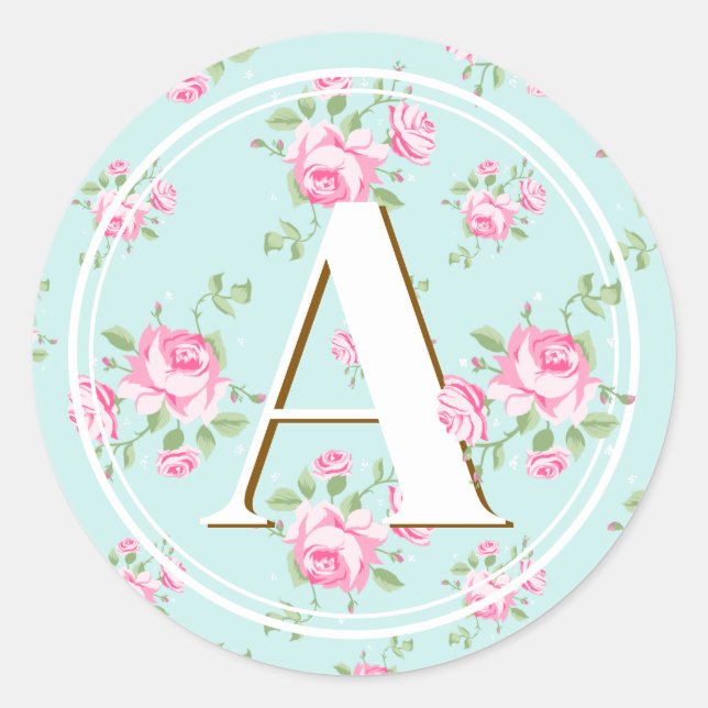 Benutzerdefinierter Name Anfangsbuchstabe Klassisc Runder Aufkleber (Vorderseite)