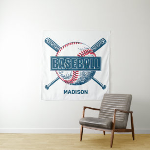 Benutzerdefinierter Name Baseball Wandteppich