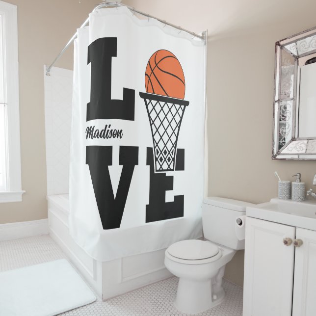 Benutzerdefinierter Name Basketballliebe Duschvorhang (Beispiel)