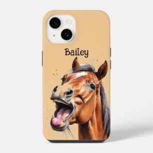 Benutzerdefinierter Name Bauernhof Tier Pferde Pfe iPhone 14 Hülle