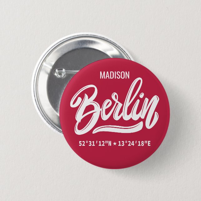 Benutzerdefinierter Name Berlin Deutschland Koordi Button (Vorne & Hinten)
