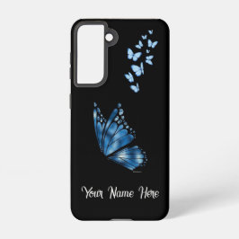 Benutzerdefinierter Name Blauer Schmetterling Sams Samsung Galaxy Hülle