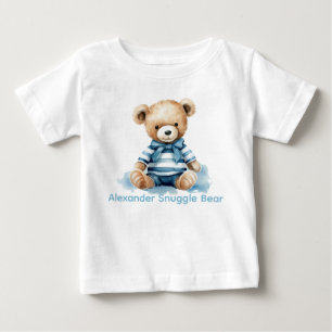 Benutzerdefinierter Name Blaues Teddybär-Babyshirt Baby T-shirt