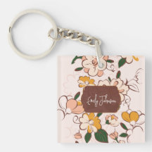 Benutzerdefinierter Name Bohemian Peach Floral Sch