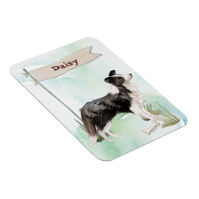 Benutzerdefinierter Name Border Collie Hund Magnet (Rechte Seite)