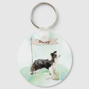 Benutzerdefinierter Name Border Collie Hund Schlüsselanhänger