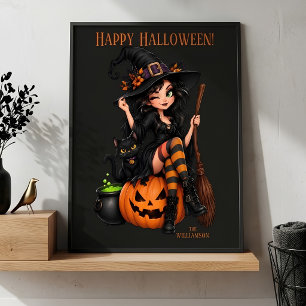 Benutzerdefinierter Name Böse Hexe Halloween Poster