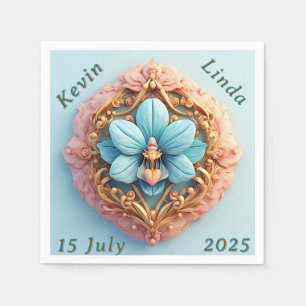 Benutzerdefinierter Name Botanische Orchidee Premi Serviette