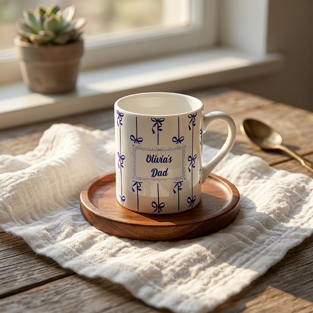 Benutzerdefinierter Name Bow Stripe Becher Geschen Kaffeetasse (Von Creator hochgeladen)