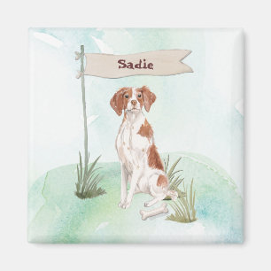 Benutzerdefinierter Name Brittany Hund Magnet