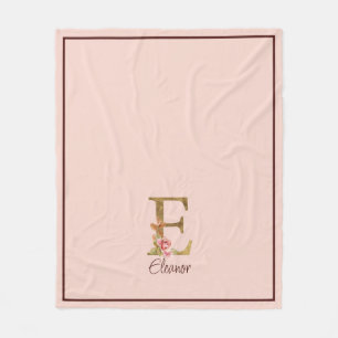 Benutzerdefinierter Name Buchstabe E Goldfolie Ros Fleecedecke