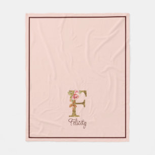 Benutzerdefinierter Name Buchstabe F Goldfolie Ros Fleecedecke