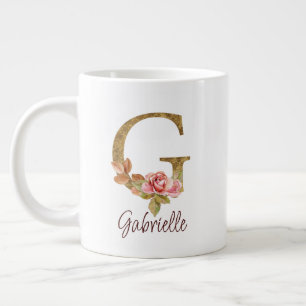 Benutzerdefinierter Name Buchstabe G Goldfolie Ros Jumbo-Tasse