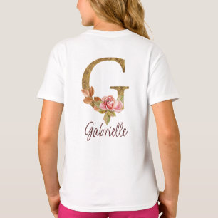 Benutzerdefinierter Name Buchstabe G Goldfolie Ros T-Shirt