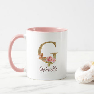 Benutzerdefinierter Name Buchstabe G Goldfolie Ros Tasse