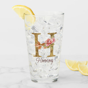 Benutzerdefinierter Name Buchstabe H Goldfolie Blu Glas