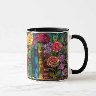 Benutzerdefinierter Name Buntglas Floral Bücherlie Tasse