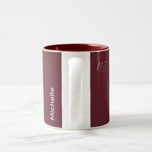Benutzerdefinierter Name Burgund & Rosa Chic-Scrip Zweifarbige Tasse
