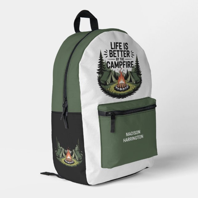 Benutzerdefinierter Name Camping Bedruckter Rucksack (Rückseitige Ecke links)