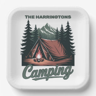 Benutzerdefinierter Name Camping Pappteller
