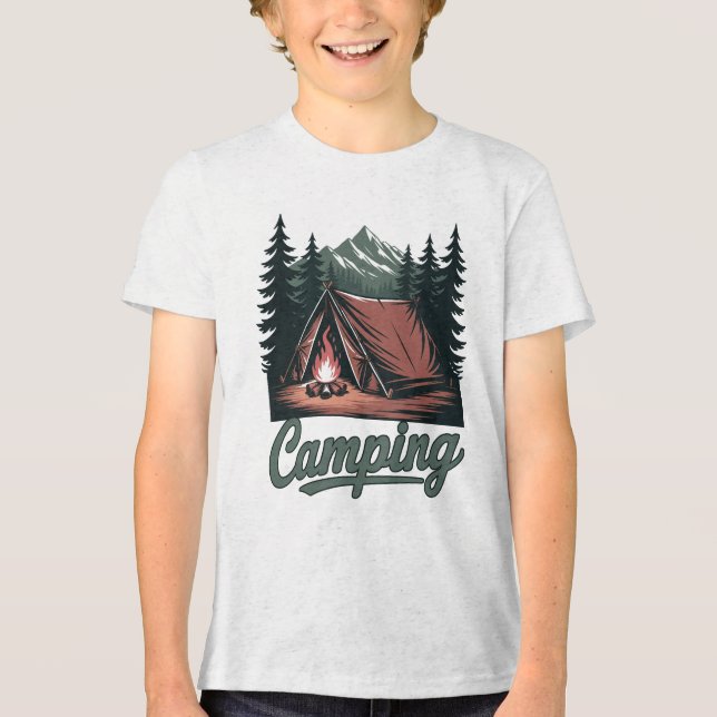 Benutzerdefinierter Name Camping Tri-Blend Shirt (Vorderseite)