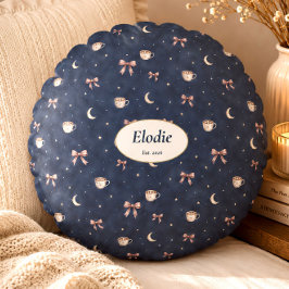 Benutzerdefinierter Name Celestial Cottagecore Mon Rundes Kissen